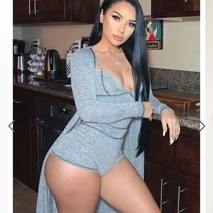 Not Usually Here Romper Set - Heather Grey